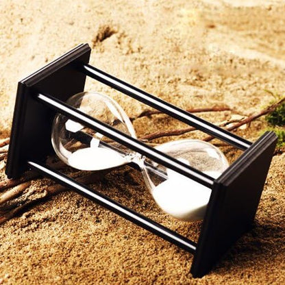 Hourglass 60 Minutes White Sand Timer, Black Wooden Frame Sandglass