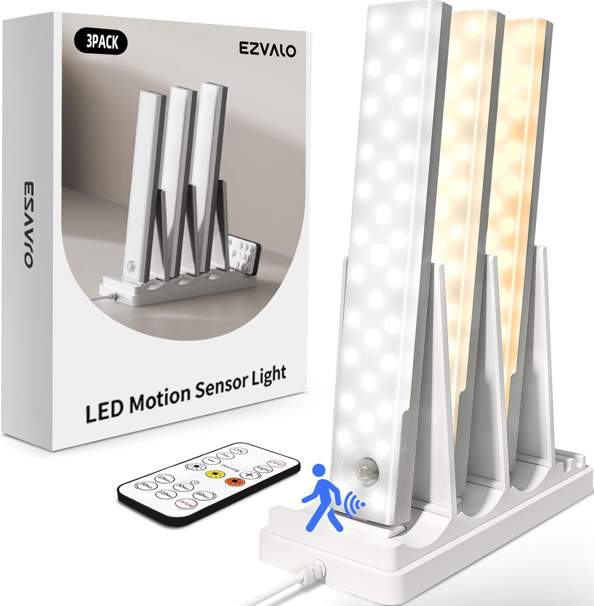 EZVALO Under Cabinet Lighting with Charging Station, Motion Sensor Lights