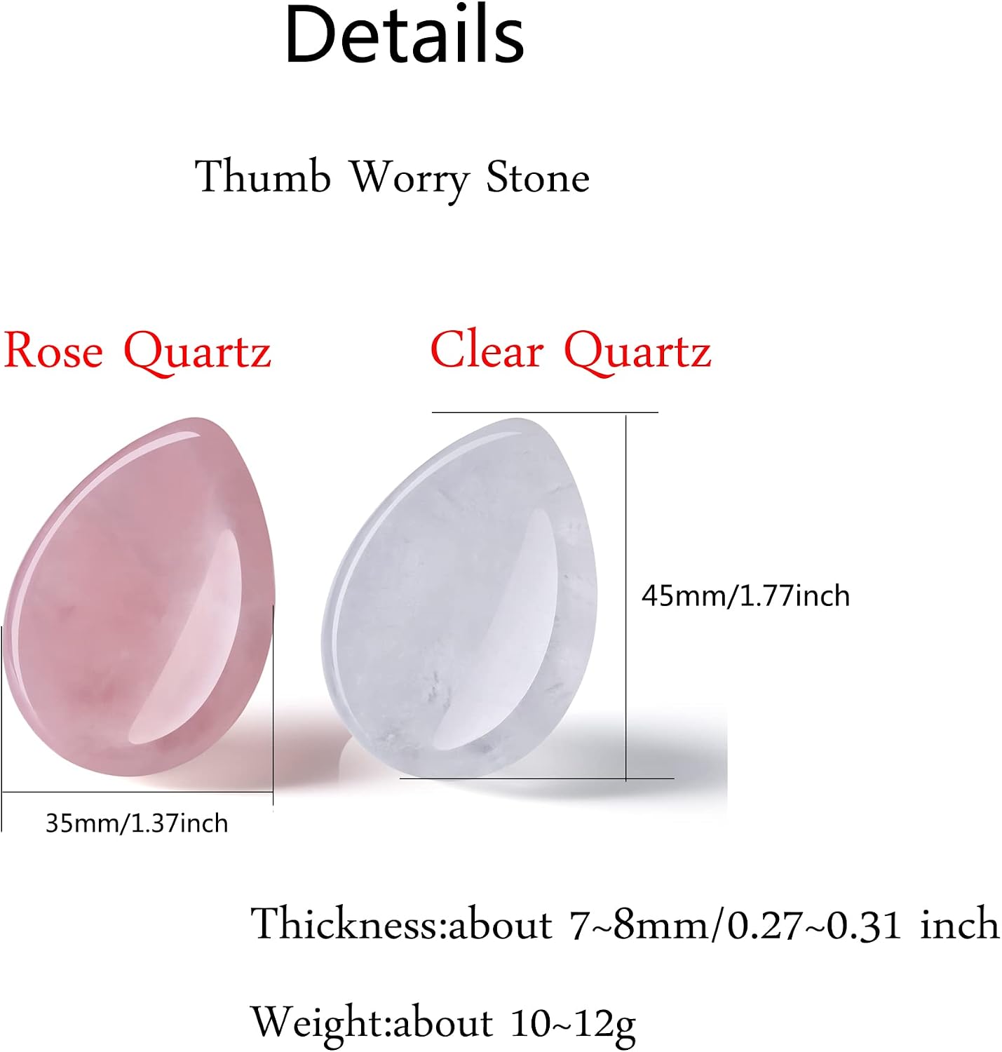 YATOJUZI Thumb Worry Stones for Anxiety Stress Relief Items Healing Crystals Natural Amethyst Rose Quartz Crystal Palm Pocket Stone Gemstones Meditation Reiki Spiritual Gifts for Women Men 2PCS