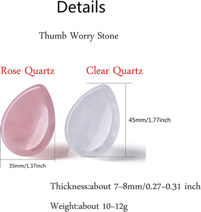 YATOJUZI Thumb Worry Stones for Anxiety Stress Relief Items Healing Crystals Natural Amethyst Rose Quartz Crystal Palm Pocket Stone Gemstones Meditation Reiki Spiritual Gifts for Women Men 2PCS