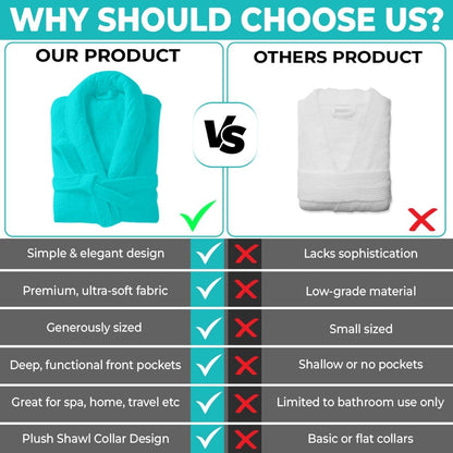 KAHAF COLLECTION Cotton Terry Robes for Women and Men, Terry Shawl Collar Bathrobe, ONE SIZE - UNISEX Men & Women Spa Robe