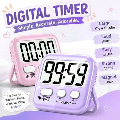 Antonki 2 Pack Digital Timer for Kids Classroom Kitchen Timers for Cooking
