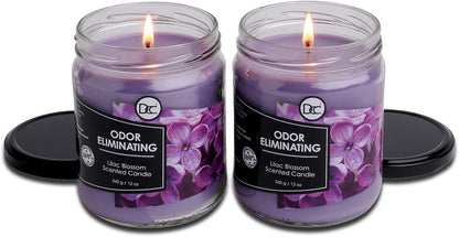 Vanilla Bean Odor Eliminating Highly Fragranced Candle - Eliminates 95% of Pet, Smoke, Food, and Other Smells Quickly - Up to 80 Hour Burn time - 12 Ounce Premium Soy Blend - Colors A