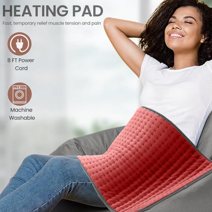 Heating Pad for Back Pain & Period Cramps Relief, 9 Heat Settings Electric Heating Pad for Neck & Shoulder, Auto Shut Off, Soft Machine Wash Fabric, Gifts for Mom, Women, 12''x24'', Gray