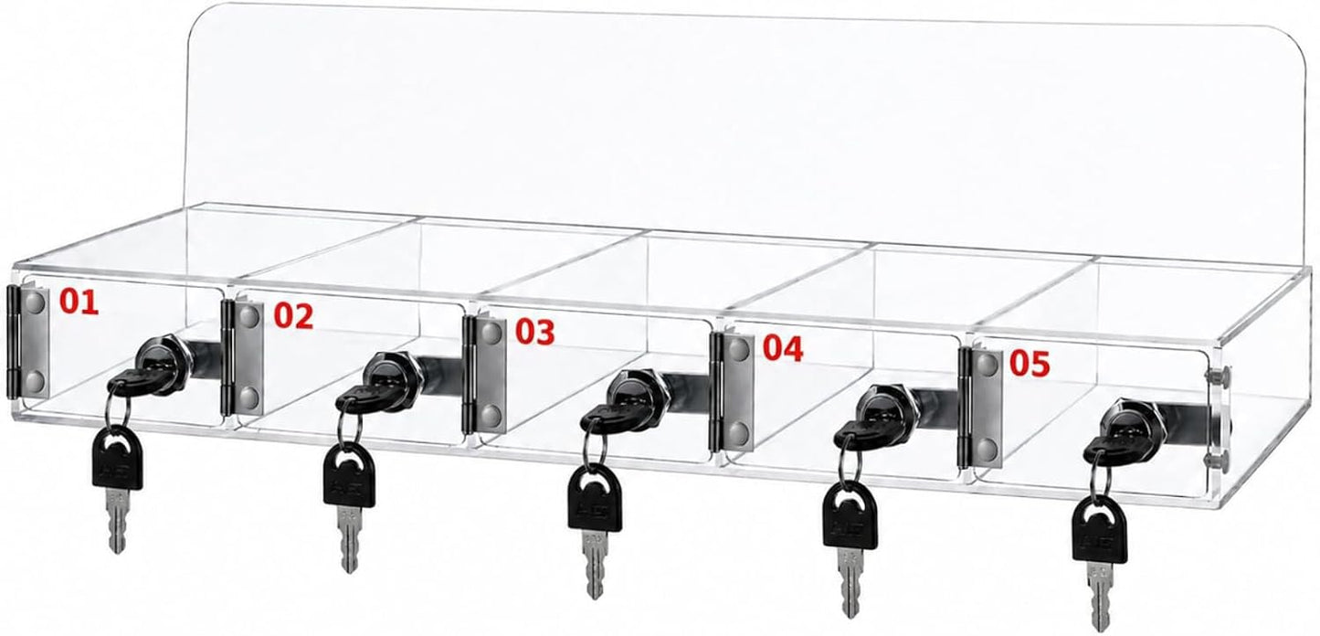 Threan 12 Slot Cell Phone Storage Box, Acrylic Clear Cell Phone Storage Cabinet Wall Mounted with Door, Locks and Keys for Office School Factory