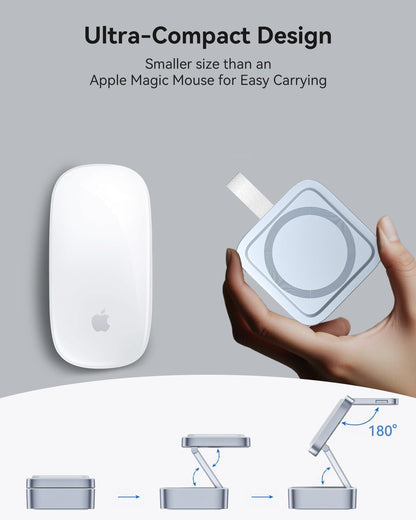 3 in 1 Wireless Charging Station for Apple Devices, Magnetic Foldable Travel Fast Charger Stand Compatible with MagSafe for iPhone 18/Air/17/16/15/14/13/12 Series, Apple Watch & AirPods Pro/4/3/2