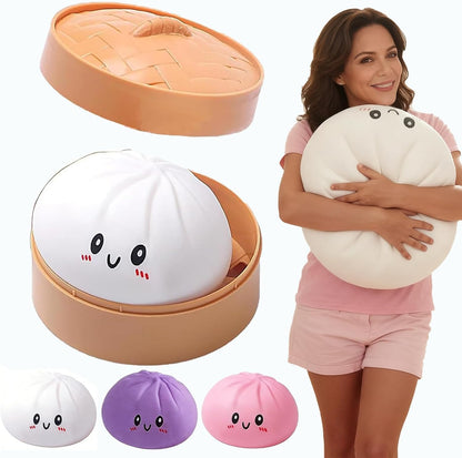 Giant Dumpling for Adults, 4/6/10 Inch Jumbo Dumpling Stress Ball, Soft Squeeze Decompression Dough, Anxiety Relief Fidget, Adult Fidget Tool (Purple L: 25cm/10 Inch)