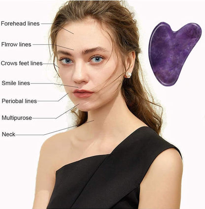 Gua Sha, Jade Stone Gua Sha Massage Tool, Guasha Tool for Face and Body Skin Massage. Gua Sha Set for Toxins Prevents Wrinkles for SPA Acupuncture, Therapy Trigger Point Treatment.