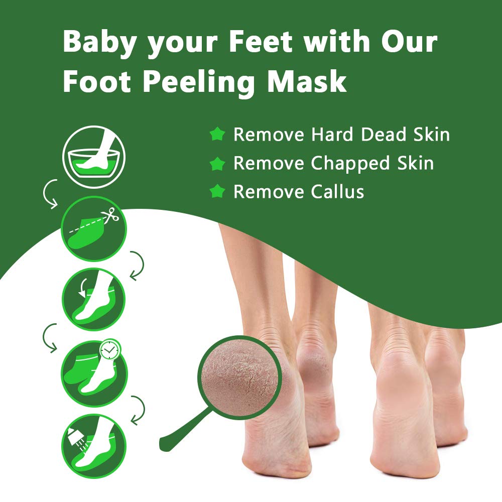 Foot Peeling Mask 5 Pack, Foot Peel Mask Remove Dead Skin, Rough Callus and Cracked Heels, Dry Skin Moisturizer for Soft and Smooth Baby Touch Feet (Lavender)