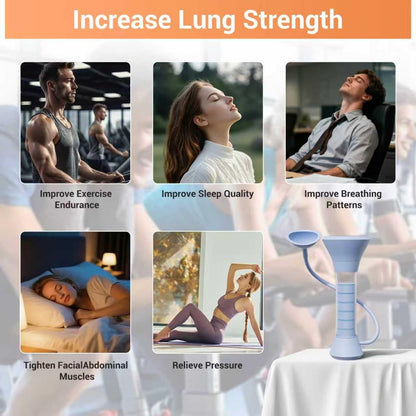 Deep Breathing Trainer, Adult Abdominal Weight Loss Trainer, Easy to Use and Clean, Breathing Dumbbell with 5-Speed Adjustable Type-C Charging Model (Blue)