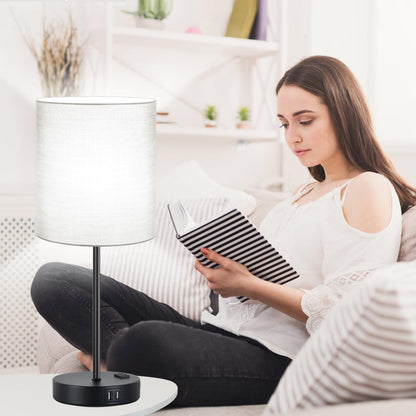 Set of 2 Touch Control Table Lamps with 2 USB & AC Outlet, 3-Way Dimmable Bedside Nightstand Lamps for Bedroom Living Room Nursery, 800 Lumens 5000K Daylight Bulbs Included