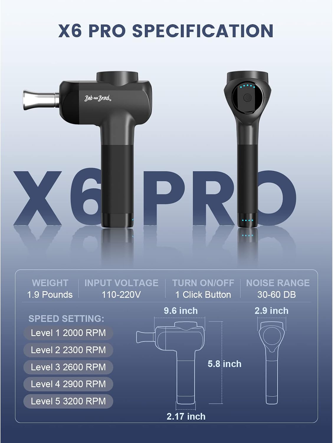 BOB AND BRAD X6 Pro Max Massage Gun with Heat and Cold, FSA Eligible HSA Deep Tissue Percussion Massager Gun for Athletes, Metal Head & 5 Speeds, Handheld Muscle Massager for Body and Back Pain Relief