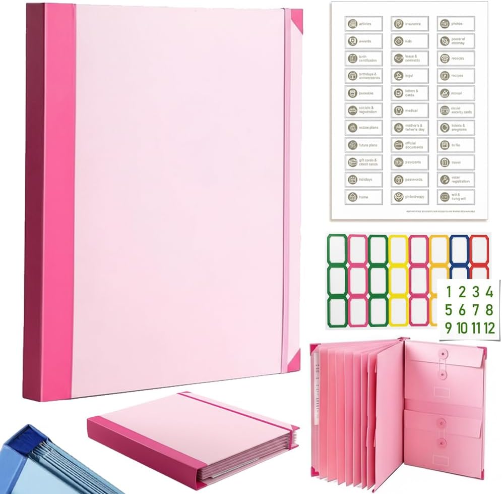 The Life Book Document Organizer - Binder for Important Documents, The Folio in Case I Die Binder, Family Emergency Planner, End of Lifeorganizer Paper File Folio Organizer with Labels(Blue)