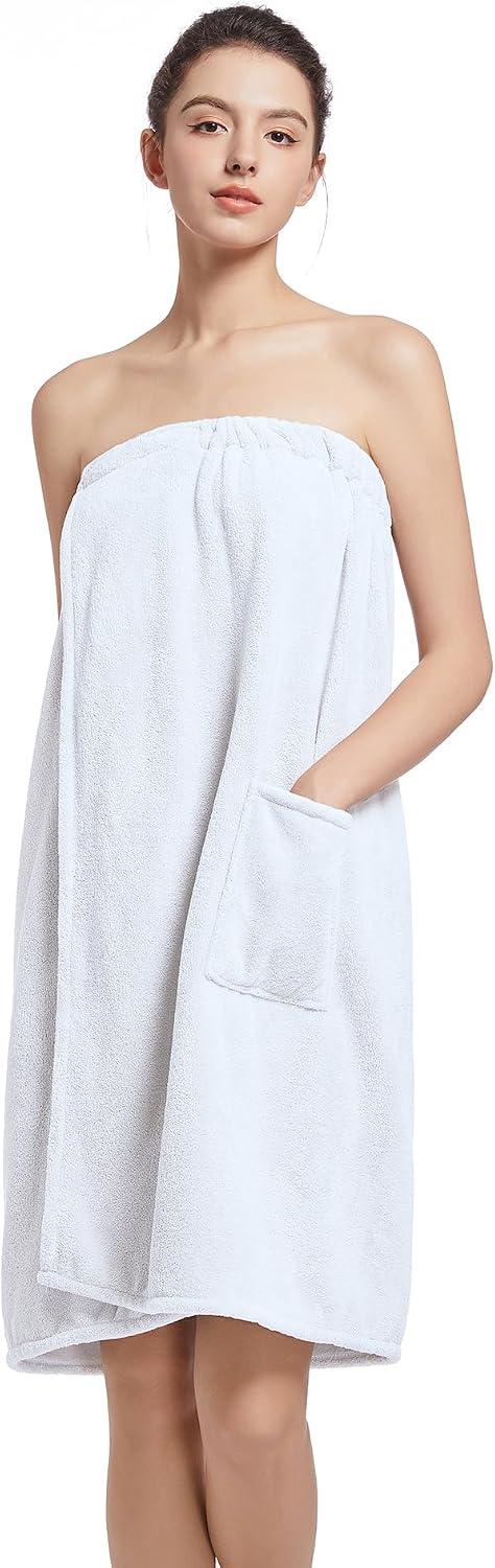Women'S Soft Wrap Towel Full Length，Bath Robe After Shower Female Plush Long，Spa Bathrobes Lightweight With Pockets