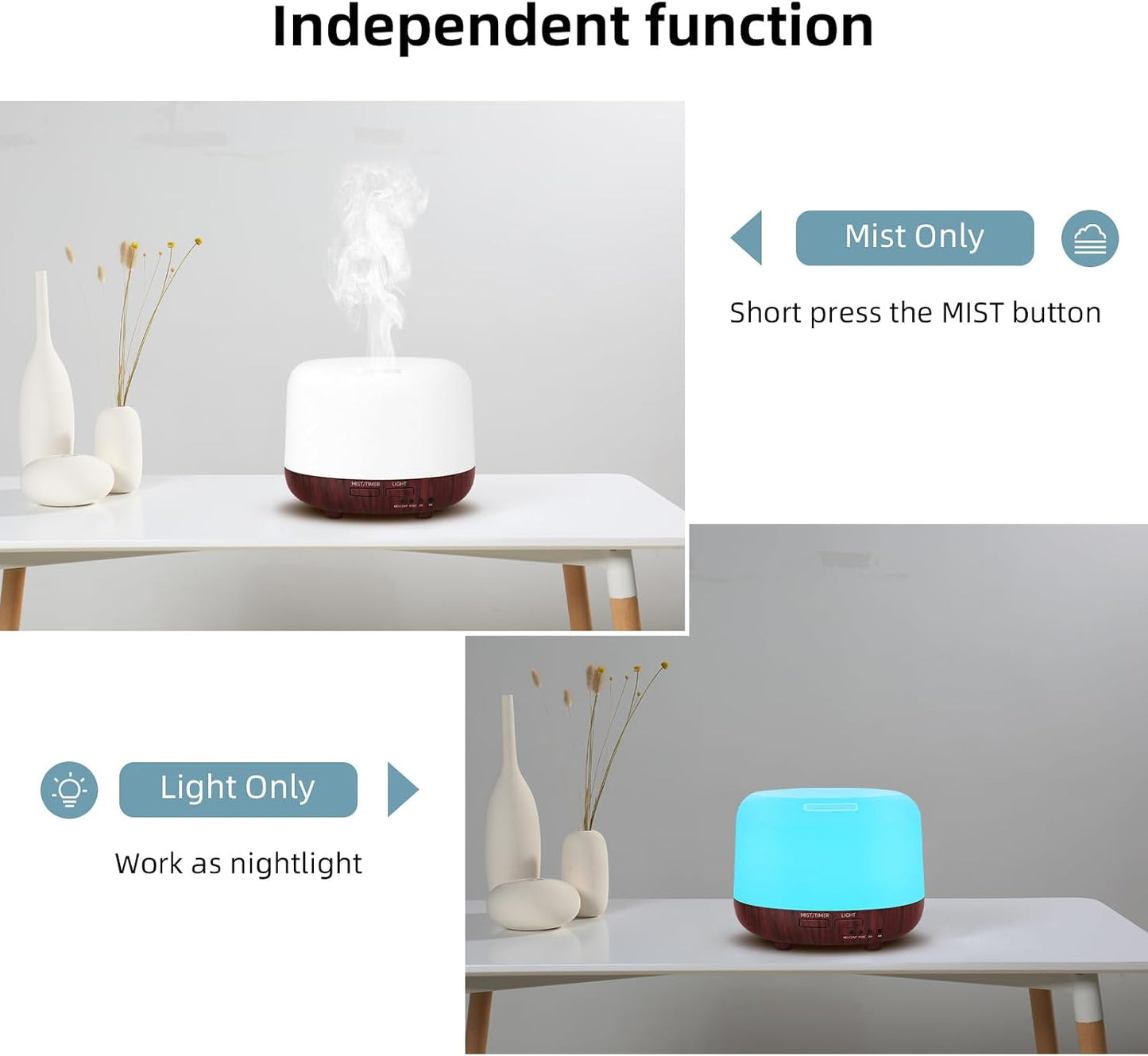 SPLITSKY Aromatherapy Essential Oil Home Diffuser with Remote Control, 300ML Large Room Cool Mist Air Humidifier, 8 Hours Quiet Operation, Timer, 7 Colors LED Night Night，Suitable Home,Yoga.