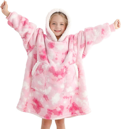 Kipswiza Wearable Blanket Hoodie Gifts for Women and Men, Oversized Cozy Warm Flannel Sherpa Hooded Blankets Sweatshirt with Giant Pockets for Adult and Teens, Dark Gray