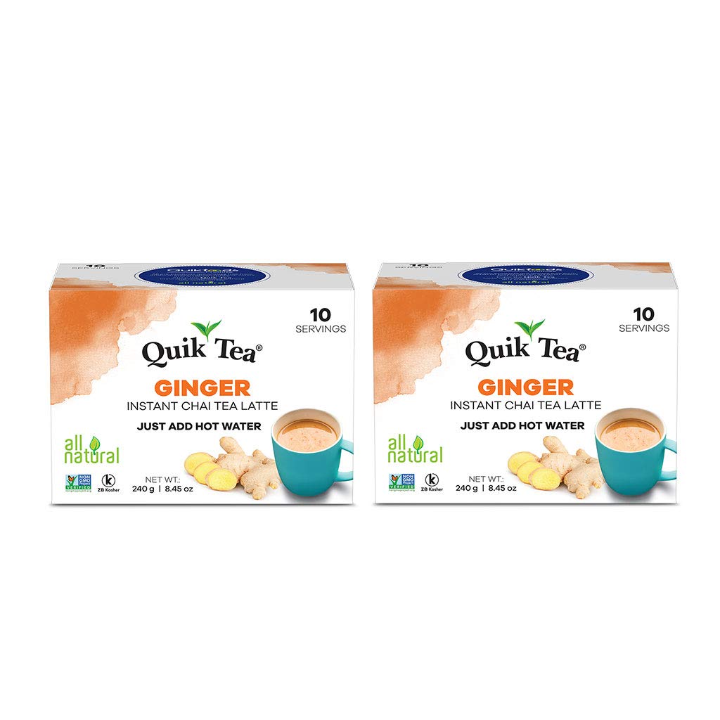 QuikTea Instant Chai Tea Latte Mix, Lemongrass, Unsweetened, 10 Sachets