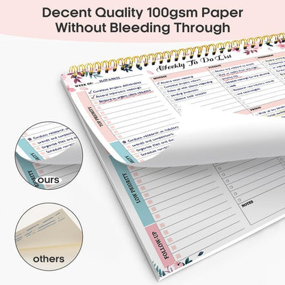 Taja Weekly To Do List Notepad with 52 Undated Sheets（8.5"×11"）- Weekly Desk Planner for Women & Man, Work and Home -1 Pack Violet Dream