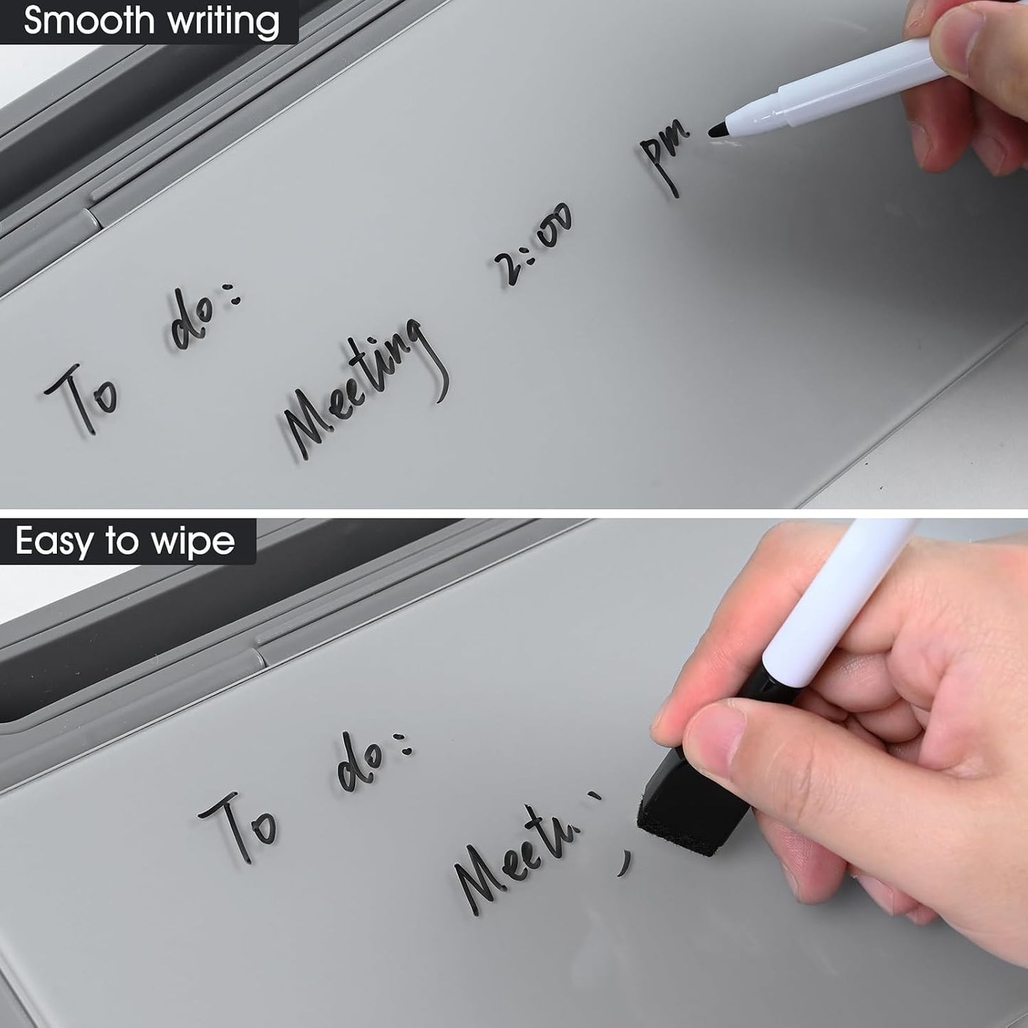 Varhomax Glass Weekly Dry Erase Desk White Board, Desktop to Do List Planner Whiteboard Calendar with Storage Caddy Memo for Home and Office, White