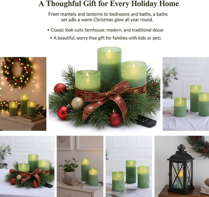 ANGELLOONG Flickering Flameless Candles, Realistic Battery Operated Candles with Remote and Timer, Set of 3 LED Candles for Fall Room Home Wedding Decor Centerpieces Table Party Christmas Decorations