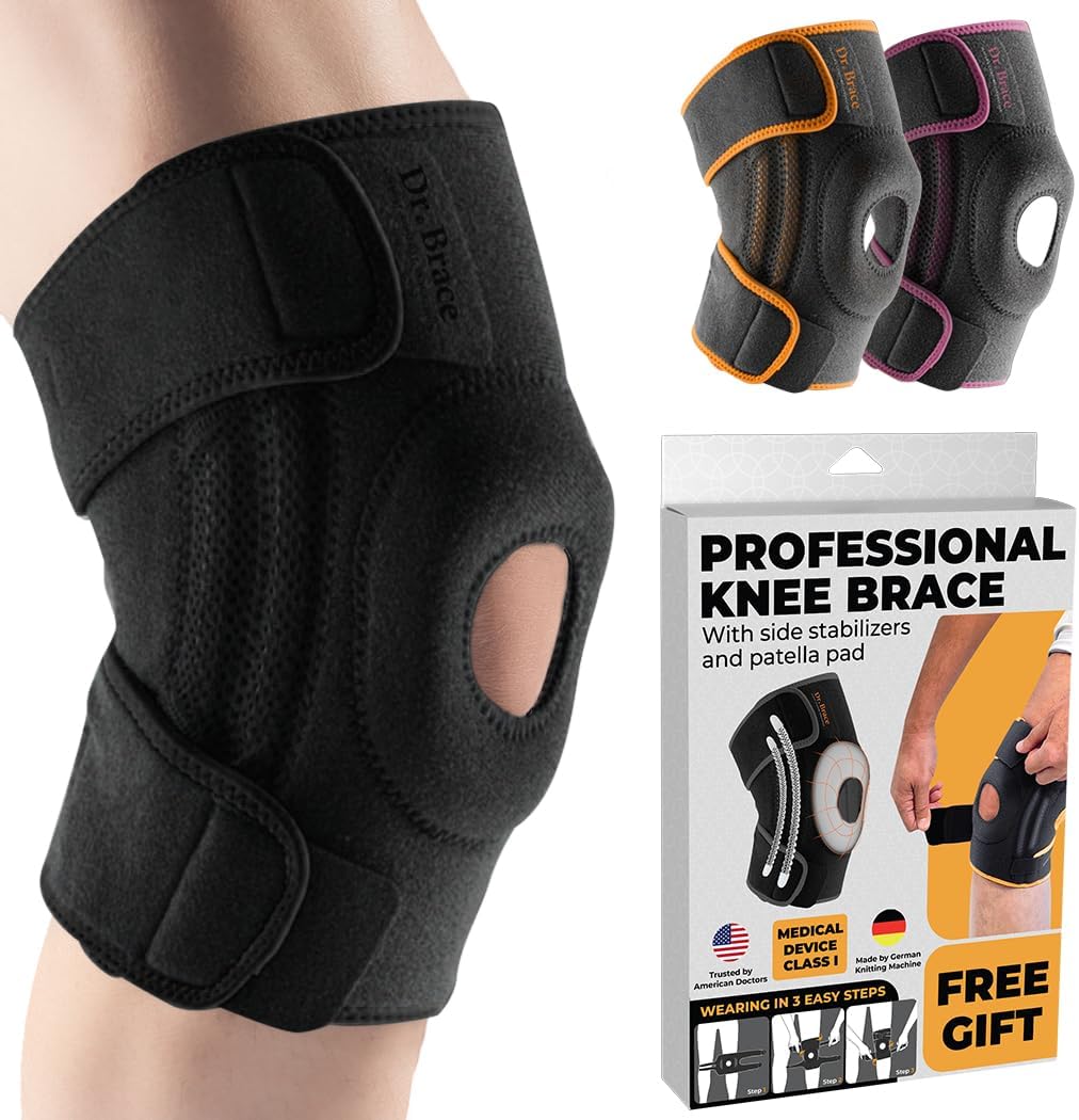 DR. BRACE ELITE Knee Brace with Side Stabilizers & Patella Gel Pads for Maximum Knee Pain Support and fast recovery for men and women-Please Check How To Size Video (Mercury, Medium)