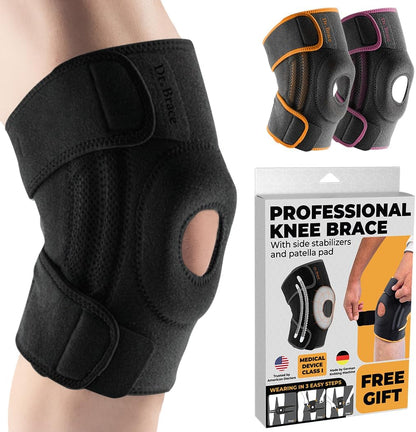 DR. BRACE ELITE Knee Brace with Side Stabilizers & Patella Gel Pads for Maximum Knee Pain Support and fast recovery for men and women-Please Check How To Size Video (Mercury, Medium)