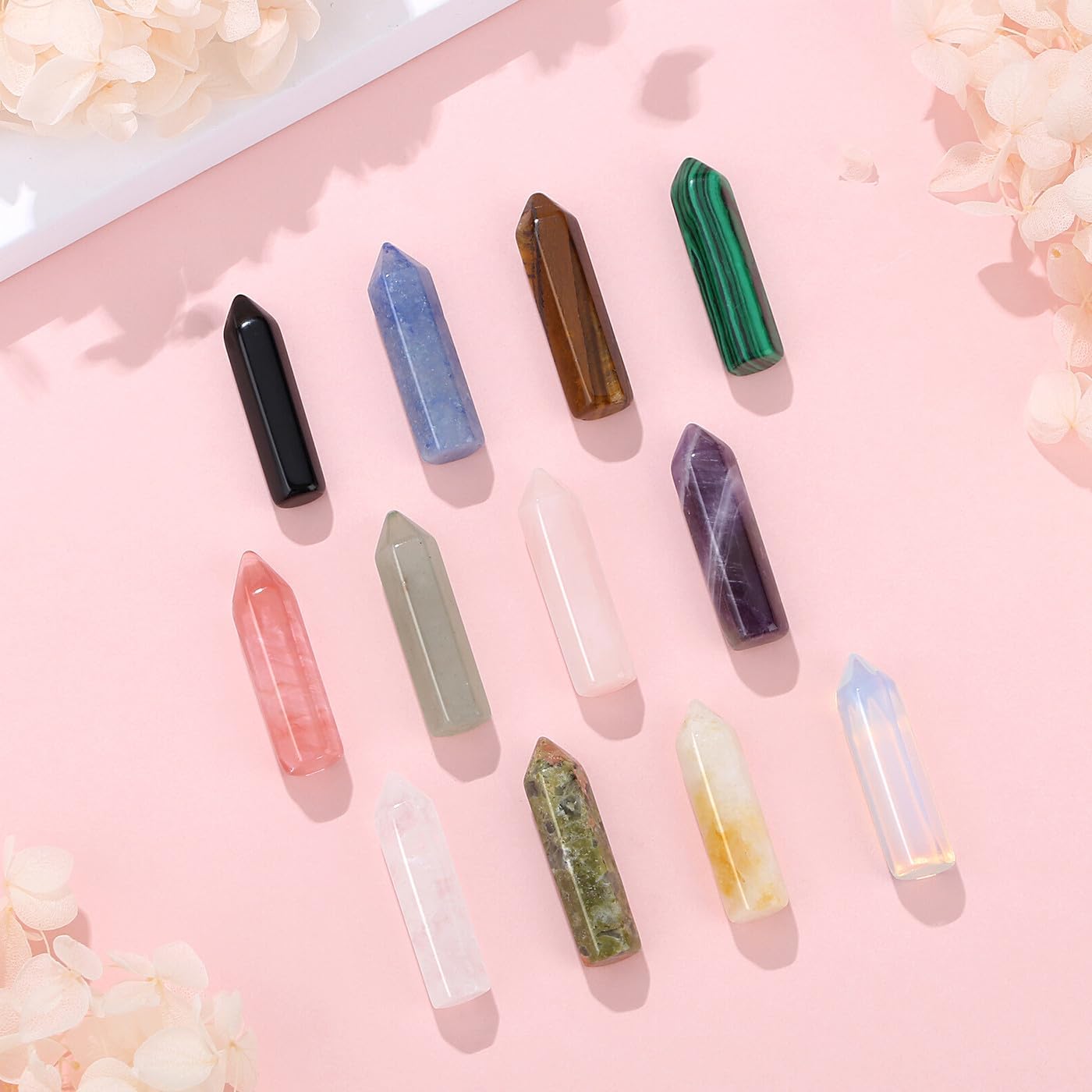 DUQGUHO Worry Stones for Anxiety, Meditation Reiki Relax Thumb Worry Stones, Crystals and Healing Stones Bulk 12PCS, Stress Relief Gifts for Women