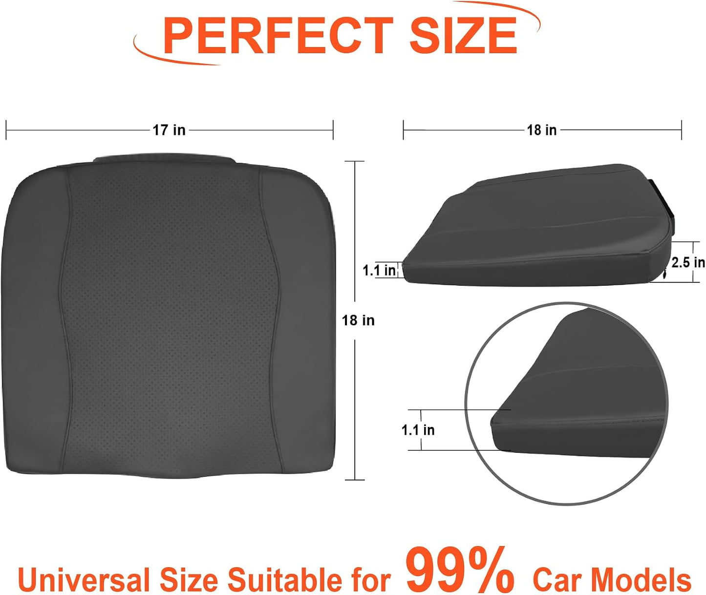 Lofty Aim Car Seat Cushion, Comfort Memory Foam Car Cushions for Driving - Sciatica & Lower Back Pain Relief, Driver Seat Pillow for Auto, Office Chair, Wheelchair - Black