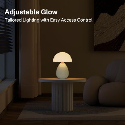 Dawnwake Mushroom Lamp Table Lamp for Bedroom,Desk Bedside Small Lamps for Living Room Night Stands,Mushroom Decor Cute Mini Modern Mid Century Lamps,Unique Aesthetic Home Living Room Decor(White)