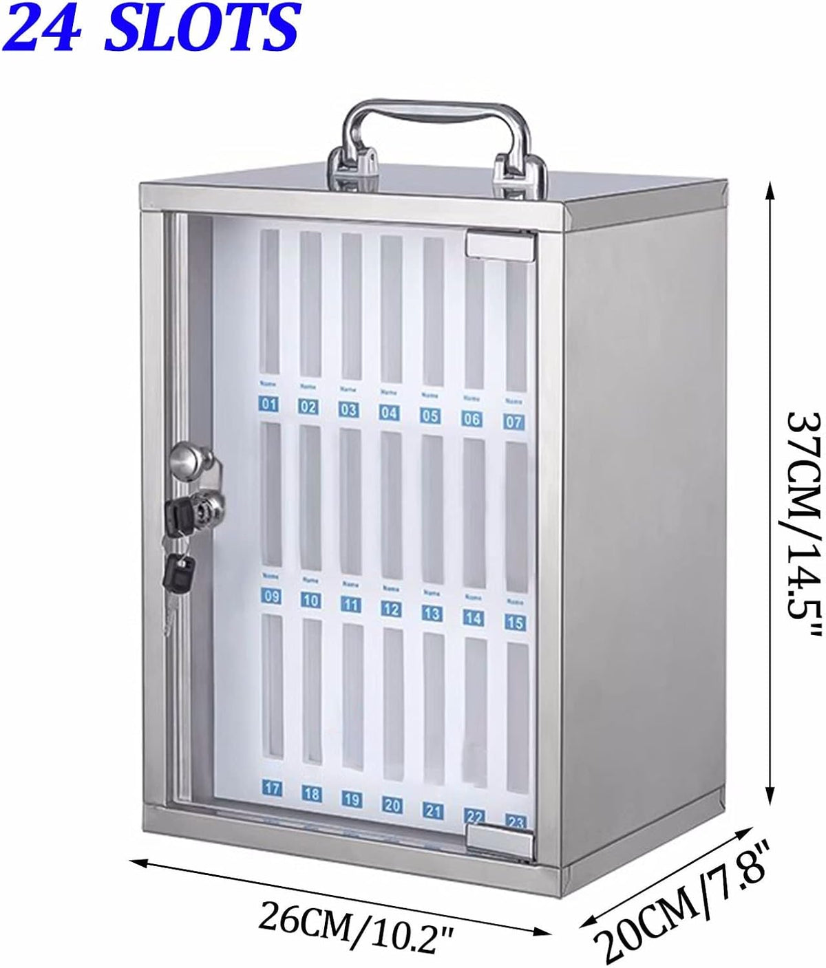 48-Slot Wall-Mounted Phone Storage Box,Lockable Nizer for Mobile Devices,Multi-Slot Charging Station,Silver,Perfect for Home & Office Use,Silver,36Slots