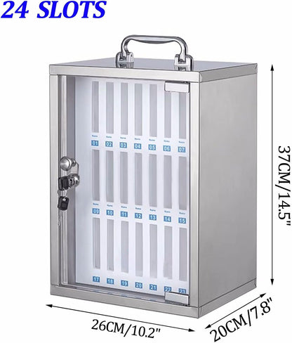 48-Slot Wall-Mounted Phone Storage Box,Lockable Nizer for Mobile Devices,Multi-Slot Charging Station,Silver,Perfect for Home & Office Use,Silver,36Slots