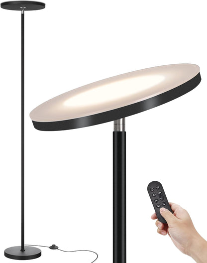 JOOFO Floor Lamp,30W/2400LM Sky LED Modern Torchiere 3 Color Temperatures Super Bright-Tall Standing Pole Light with Remote & Touch Control for Living Room,Bed Room,Office (Black)