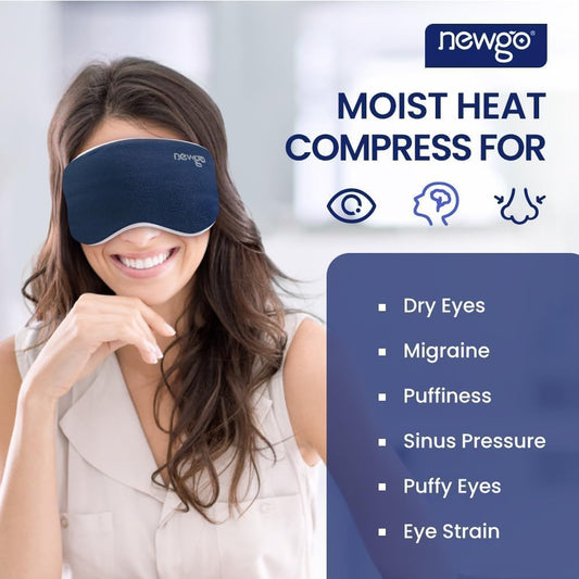 NEWGO Heated Eye Mask, Warm Compress for Dry Eye Relief, Blue