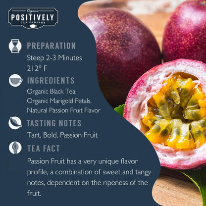 Positively Tea, Organic Passion Fruit Black Tea, Loose Leaf, 16 Ounce