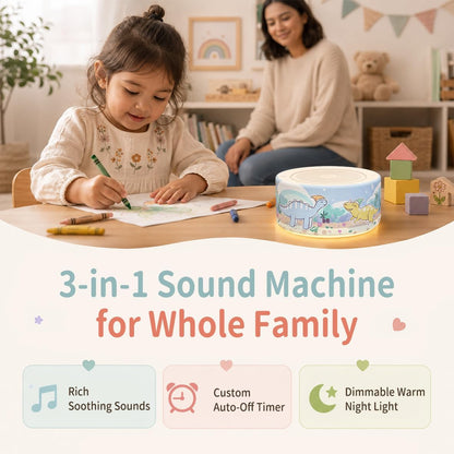 Kipcush White Noise Machine for Baby & Adults, 30 Soothing Sounds, Soft Non-Glare Nursery Lamp, 8 Color Night Lights, Memory Function (Angel V1 White, Standard)