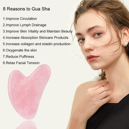 Gua Sha, Jade Stone Gua Sha Massage Tool, Guasha Tool for Face and Body Skin Massage. Gua Sha Set for Toxins Prevents Wrinkles for SPA Acupuncture, Therapy Trigger Point Treatment.