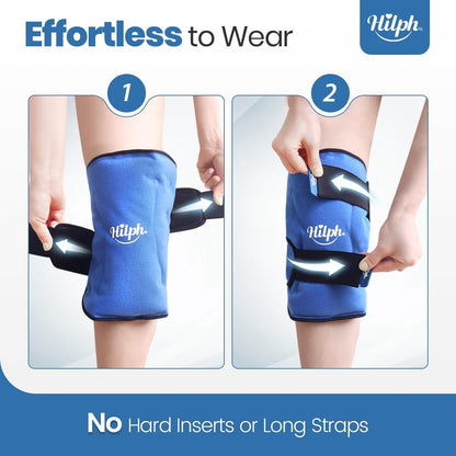 360° Full Coverage Knee Ice Pack Wrap for Post-Surgery Recovery - Bendable & Adjustable Hot Cold Therapy for Pain Relief, Swelling, Arthritis - Easy to Wear, Reusable Gel Pack for Men & Women, Black