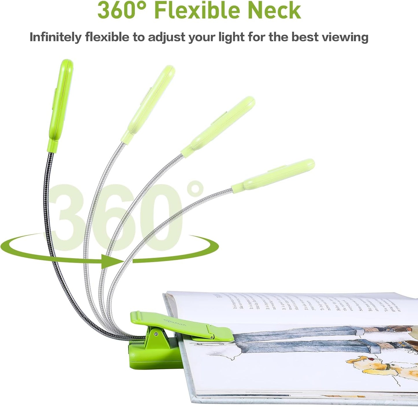 VAVOFO Clip On Book Light for Bed Kids, 7 LED Reading Light with 9-Level Warm Cool White Daylight, Eye Care Lamp with Power Indicator for Bookworms (Blue)