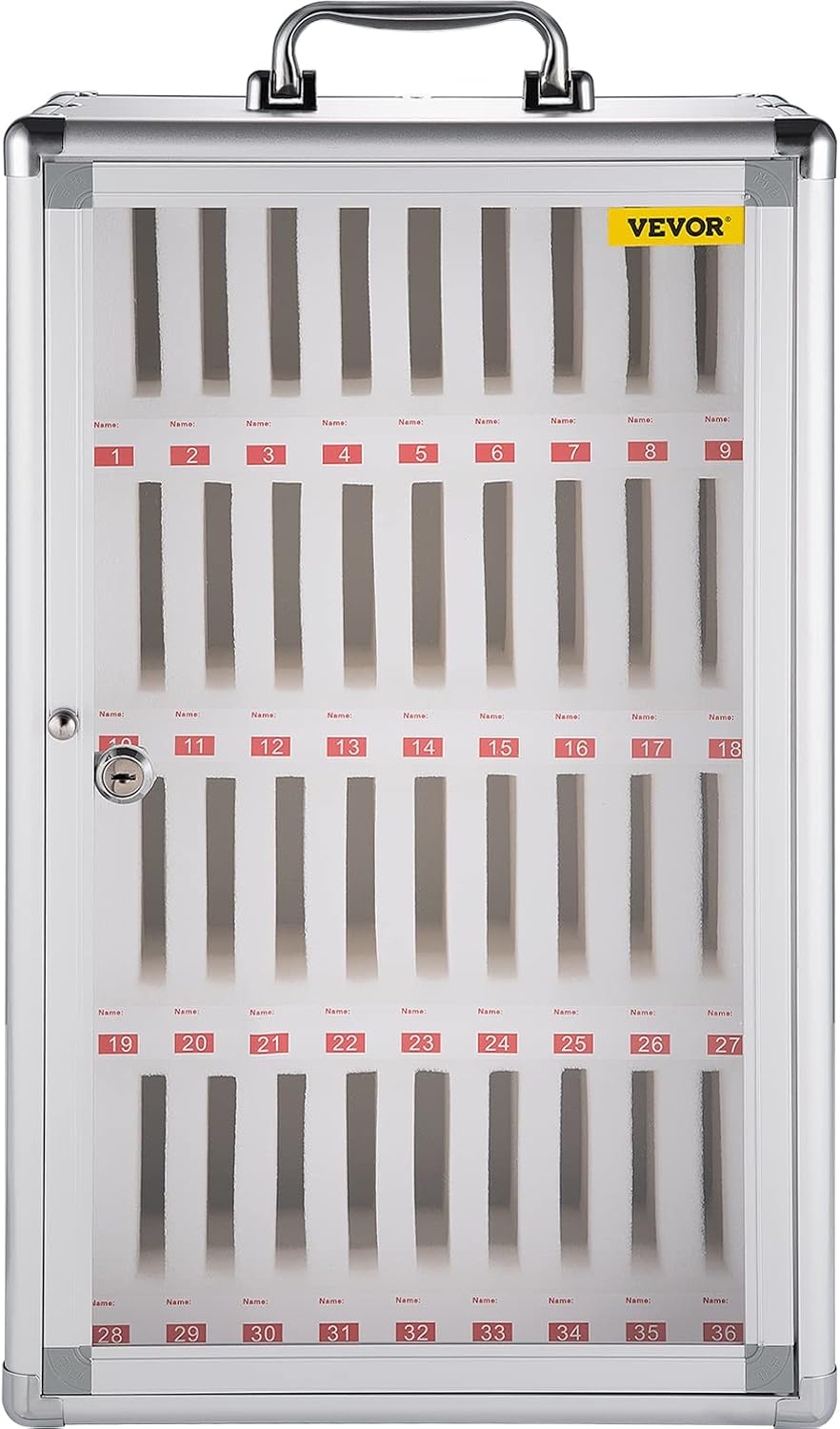 VEVOR Cell Phone Storage Locker, 10 Slots Acrylic Material with Door Locks and Keys, Wall-Mounted Cabinet Pocket Office Classroom Gym Box, Clear