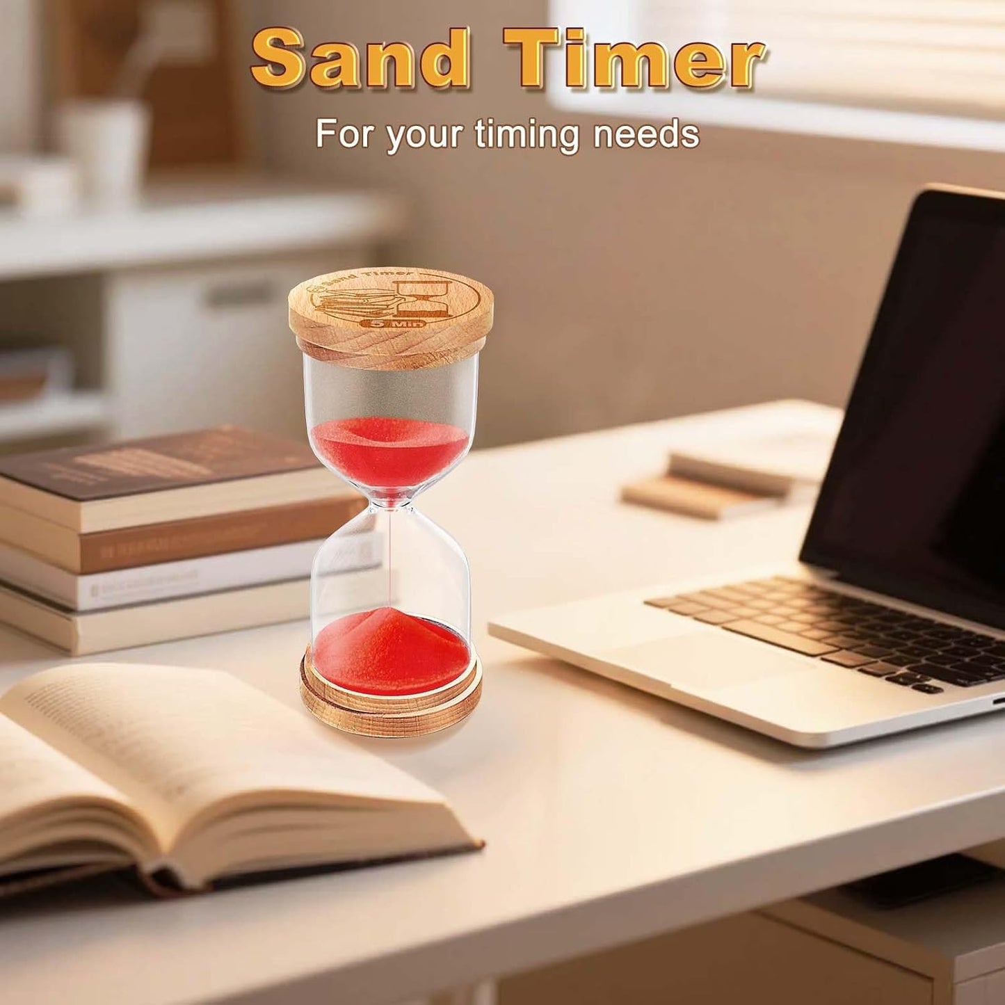 CNCJ Wooden Hourglass Sand Timer, 3 Minute Blue Sand Watch Reloj De Arena for Desk Decor Kitchen Classroom Office Study Home Decoration