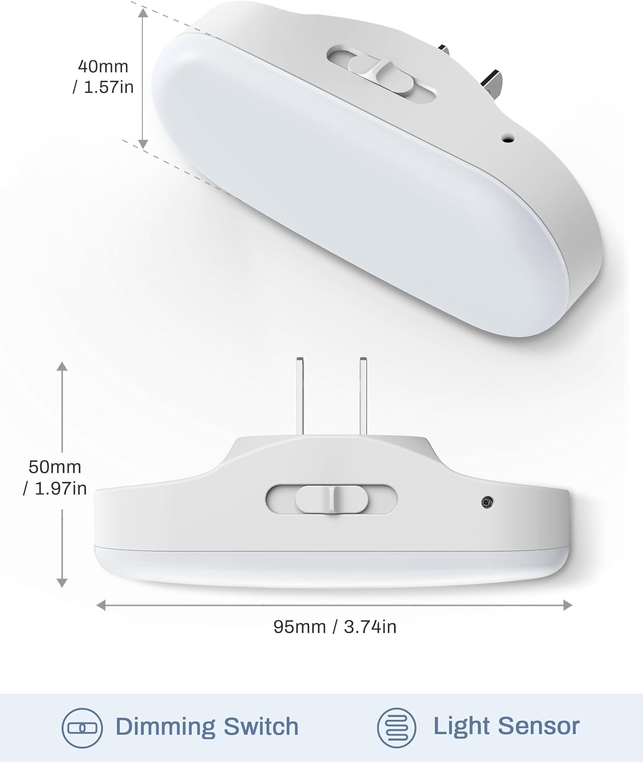 DORESshop Amber Night Light, Auto On/Off, 0-100 LM Adjustable Brightness, Dimmable Plug Into Wall Light Sensor Night Light for Kids Room, Bedroom, Stair Lights, Amber, 1W, 2 Pack