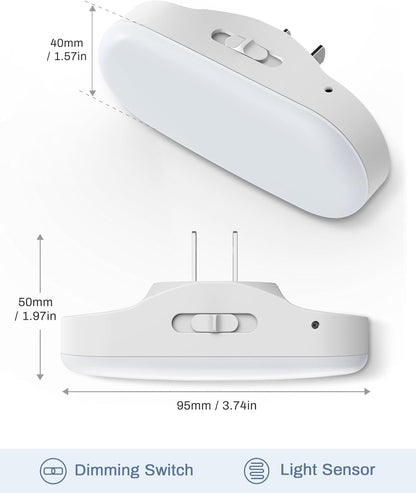 DORESshop Amber Night Light, Auto On/Off, 0-100 LM Adjustable Brightness, Dimmable Plug Into Wall Light Sensor Night Light for Kids Room, Bedroom, Stair Lights, Amber, 1W, 2 Pack