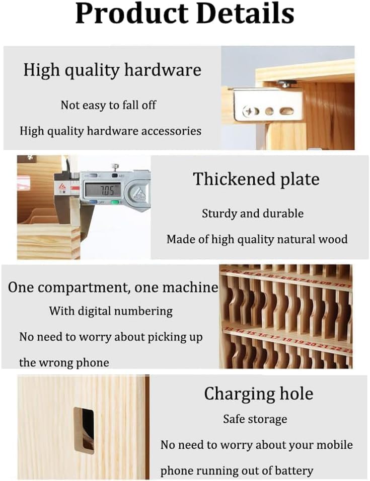 Cell Phone Charging Stations Phone Storage Cabinet 12/24/36/48/60 Slots Mobile Phone Storage Locker, Wooden Mobile Phone Storage Cabinet, Wall-Mounted Mobile Phone Storage Box With Charging ( 12grids)