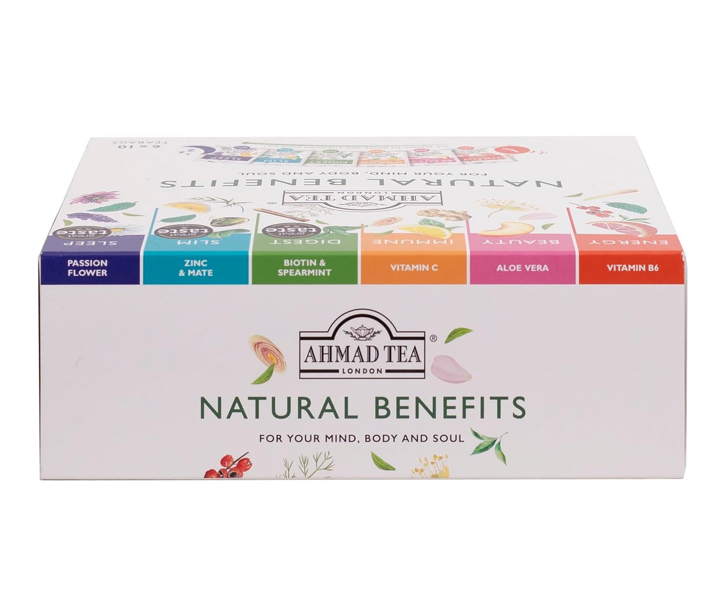 Ahmad Tea Variety Gift Box, 60 Foil Enveloped Teabags, Twelve Teas, 1 Count