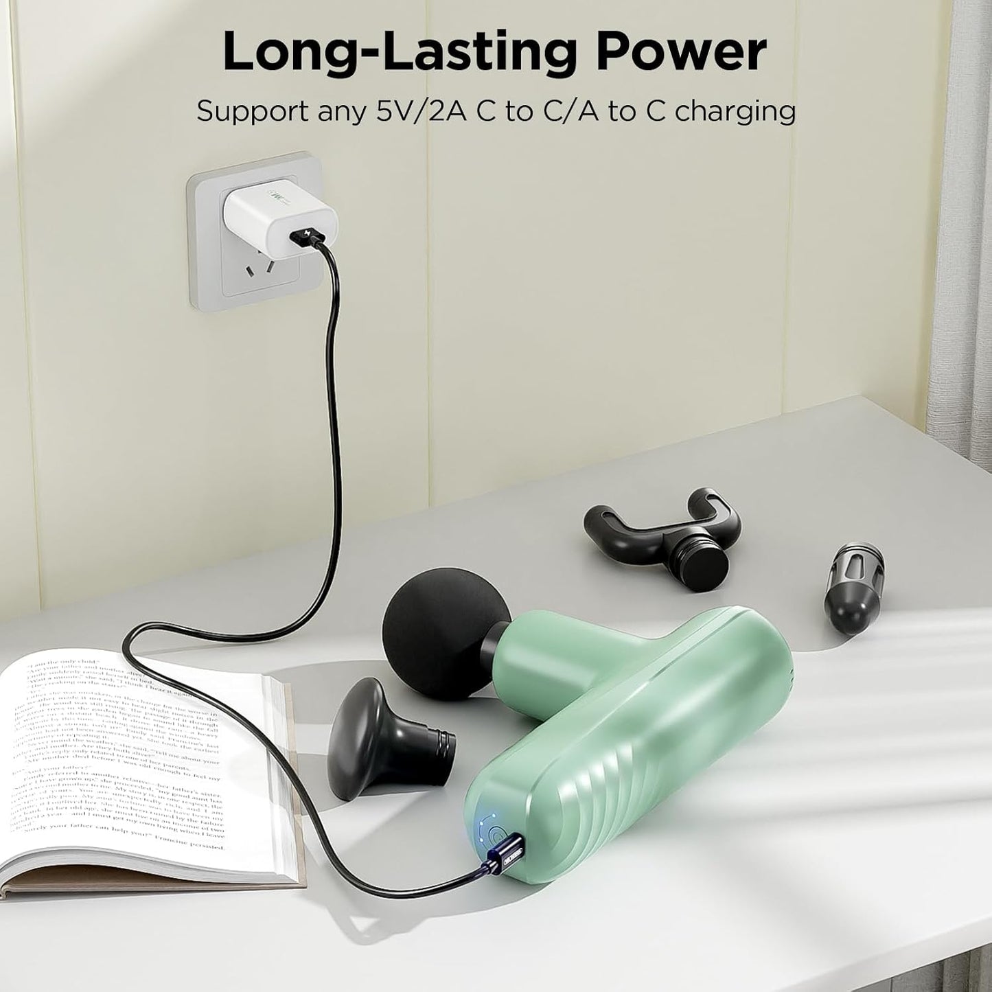 Mini Massage Gun, Powerful Handheld Muscle Massager for Muscle Relaxation, Deep Tissue Percussion Small Massage Gun Travel Massager with 4 Massage Heads Silent Brushless Motor, Black