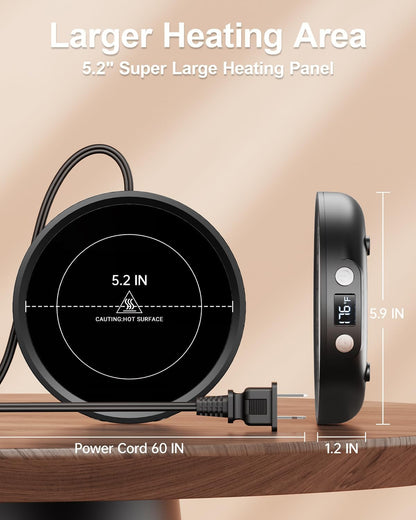 SWEETFULL Mug Warmer for Desk, Coffee Cup Warmer with Timer - Black