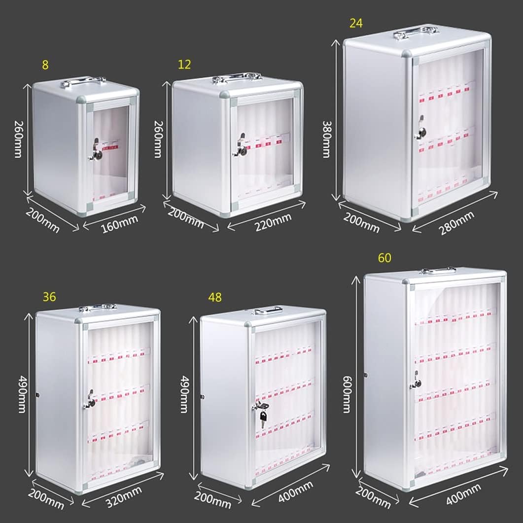 Wall-Mounted Aluminum Alloy Mobile Phone Charging Station & Storage Cabinet Numbered Lockable Cell Phone Storage Box Secure for Schools Offices Events,One Colour,60-One Colour-12