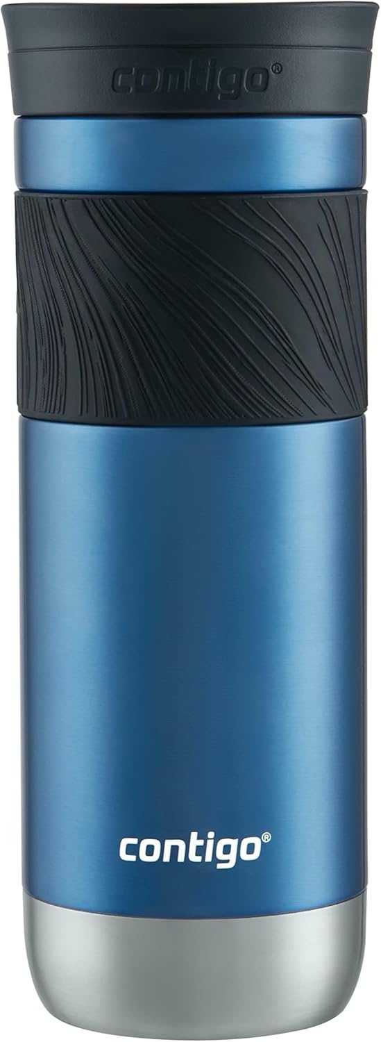 Contigo SNAPSEAL Insulated Stainless Steel Travel Mug with Grip 20oz. Blue Corn Transparent Satin & Midnight Berry
