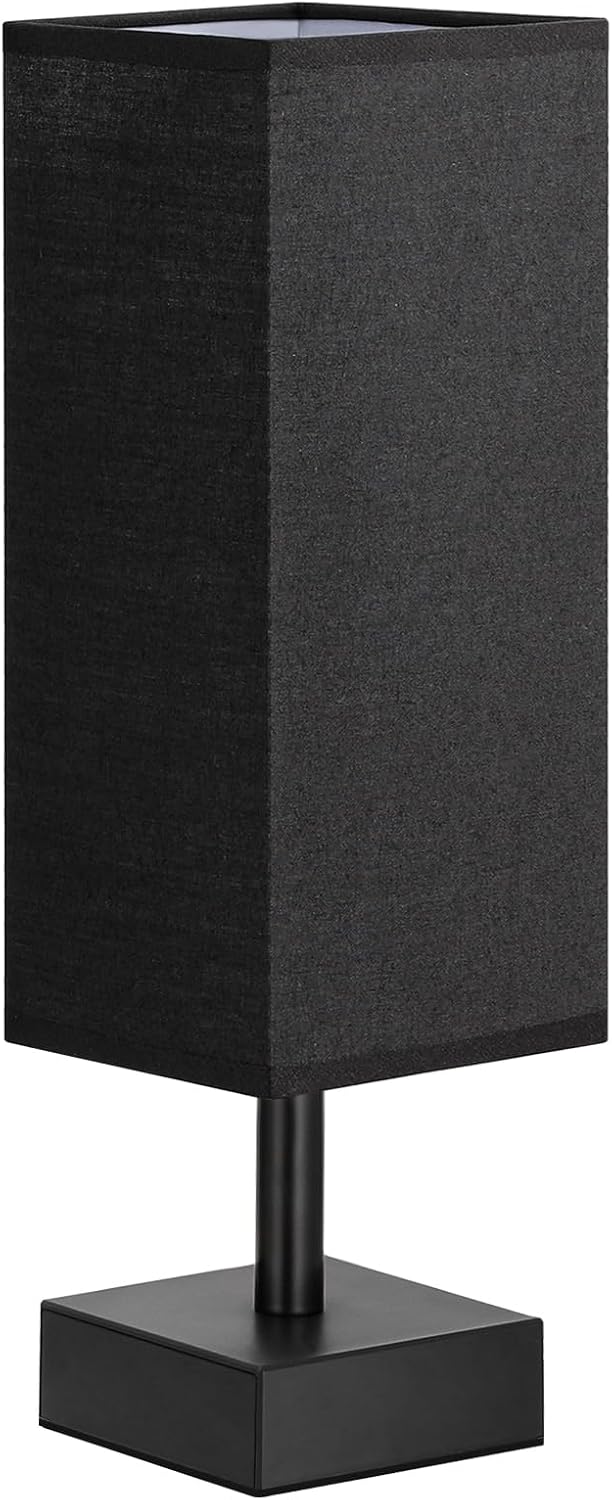 aooshine Small Table Lamp for Bedroom - Bedside Lamps for Nightstand, Minimalist Night Stand Light Lamp with Square Fabric Shade, Desk Reading Lamp for Kids Room Living Room Office Dorm