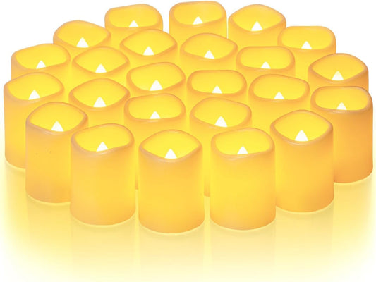 Homemory 24 Pack Ivory Flameless Flickering LED Votive Tealights Candles